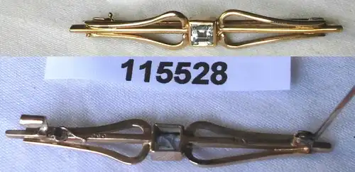 zeitlose Brosche 333er Gold mit blaßblauem Stein (115528)