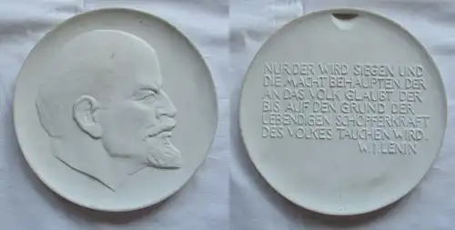 DDR Porzellan Plakette W.I.Lenin "Nur der wird siegen und die Macht..." (149130)