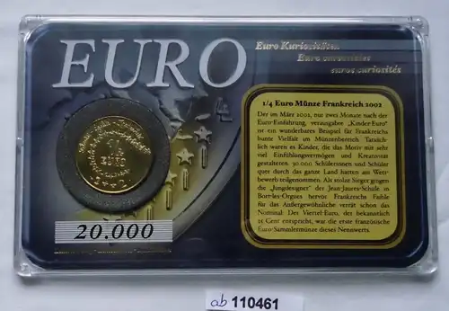 Münze 1/4 Euro Frankreich "Kindereuro" 2002 (vergoldet) im Blister (110461)