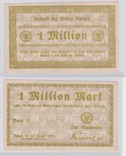 1 Million Mark Banknote Inflation Amt Rauxel 25.08.1923 (126264)