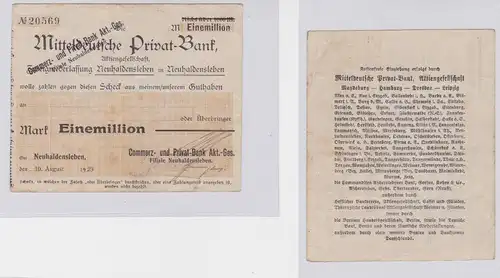 1 Million Mark Banknote Mitteldeutsche Privat Neuhaldensleben 10.8.1923 (126600)