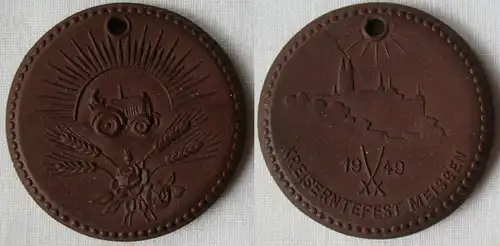 DDR Medaille Meissner Porzellan Kreiserntefest Meissen 1948 (144726)