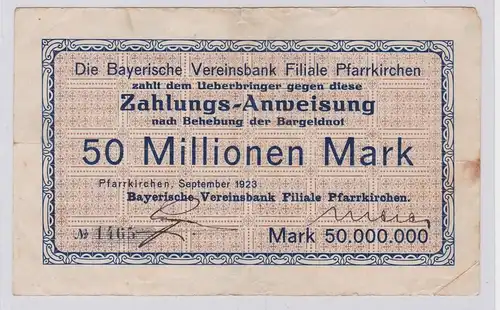 50 Millionen Mark Banknote Inflation Pfarrkirchen September 1923 (126265)