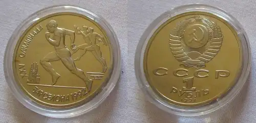 1 Rubel Münze Sowjetunion 1991 Olympiade Barcelona 1992, Dreispringer (126101)