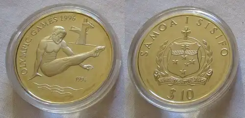 10 Dollar Silber Münze Samoa Olympiade 1996 Atlanta Turmspringer 1994 (126624)