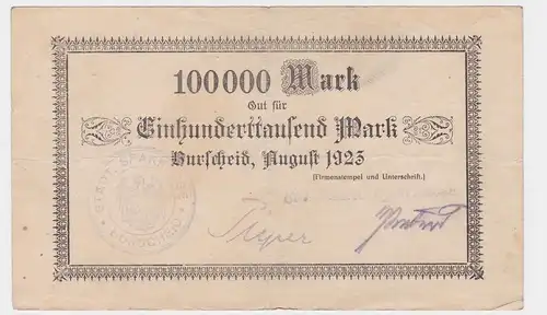 100000 Mark Banknote Burscheid städtische Sparkasse 1923 (122304)