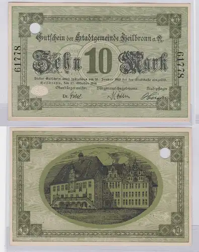 10 Mark Banknote Notgeld Stadtgemeinde Heilbronn a.N. 17.10.1918 (126137)