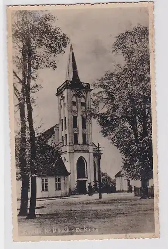 87955 Foto AK Freyhan Kreis Militsch - Evangelische Kirche um 1920