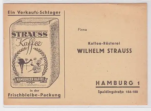 87973 Reklame Ak Kaffee Rösterei Wilhelm Strauss Hamburg um 1940