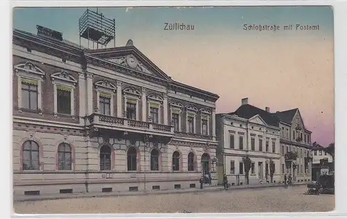 80069 Ak Züllichau Sulechów Schloßstrasse mit Postamt um 1910