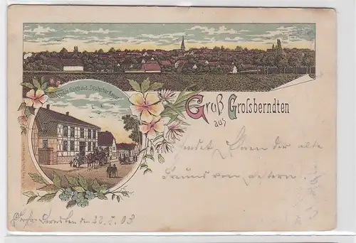 88929 Ak Lithographie Gruß aus Großberndten Gasthaus "Deutscher Kaiser" 1903