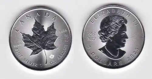 5 Dollar Silber Münze Kanada Meaple Leaf 1995 Queen Elizabeth 1952-2022 (155769)
