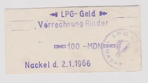 100 Mark Banknote Verrechnung Rinder DDR LPG 1.Mai Nackel 1966 (165476)