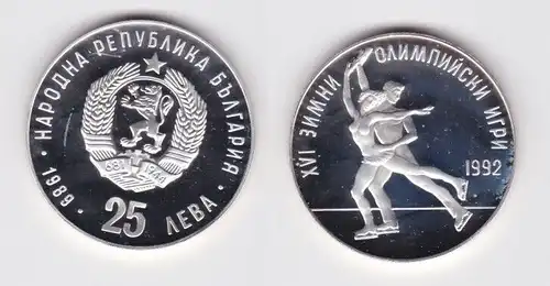 100 Lewa Silber Münze Bulgarien Olympia 1992 Eiskunstlauf 1989 PP (151885)