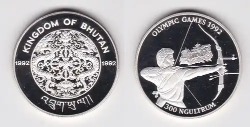 300 Ngultrum Silber Münze Bhutan Olympiade Barcelona 1992 Bogenschütze (150315)