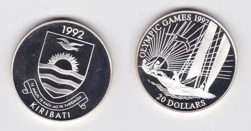 20 Dollar Silber Münze Kiribati 1992 Olympiade Segelboot (159170)