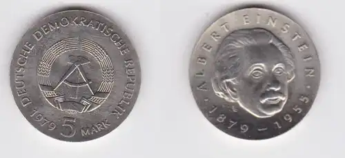 DDR Gedenk Münze 5 Mark Albert Einstein 1979 Stgl. (164155)