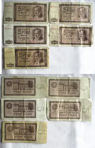 5 x 5 Mark Banknote Humboldt DDR Deutsche Notenbank 1964 Ro.Nr.354 a (165344)