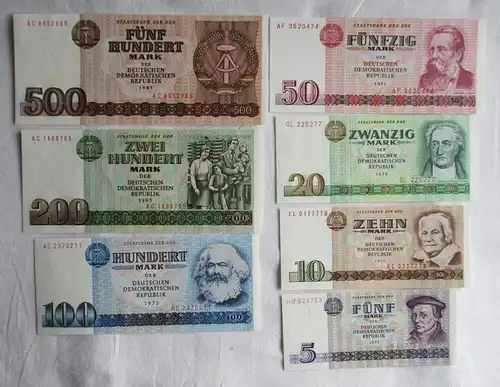 Banknoten 5 bis 500 Mark DDR 1971-1985 kassenfrisch UNC (163249)