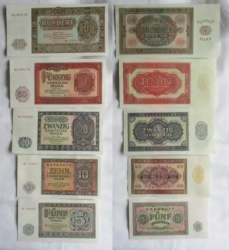 Satz Banknoten 5,10, 20,50 und 100 Mark DDR Deutsche Notenbank 1955 UNC (165984)