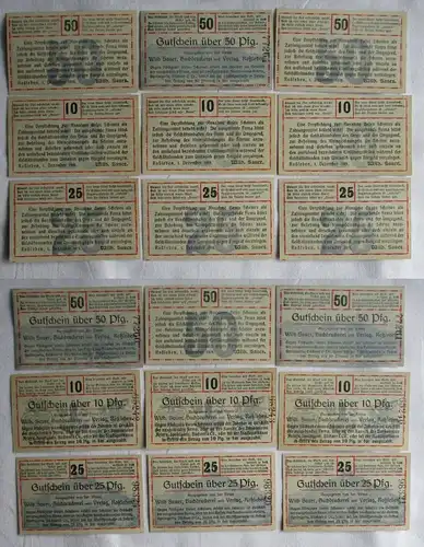 9 Banknoten Notgeld Firma Wilh.Sauer Buchdruckerei und Verlag Roßleben (165418)