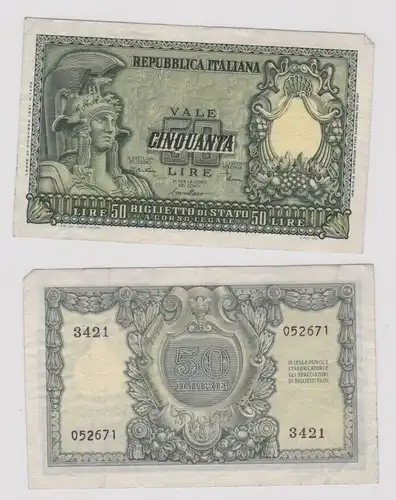 50 Lire Banknote Italien Italia 1951 Pick 91 b (165894)