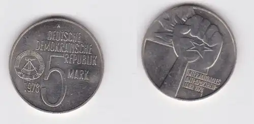 DDR Gedenk Münze 5 Mark Anti Apartheid Jahr 1978 (163913)