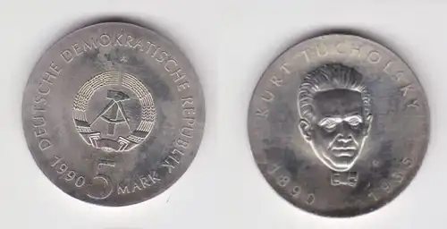 DDR Gedenk Münze 5 Mark Kurt Tucholsky 1990 Stempelglanz (164113)