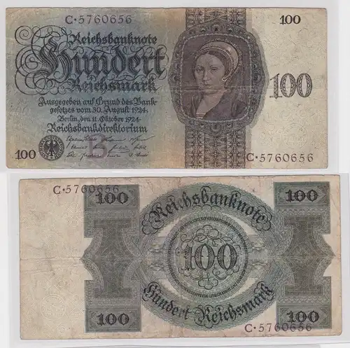100 Mark Banknote Berlin 11.10.1924 Rosenberg 171a (165829)