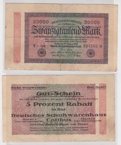 Reklame Banknote 20000 Mark Schuhwarenhaus Cottbus 1923 (165692)