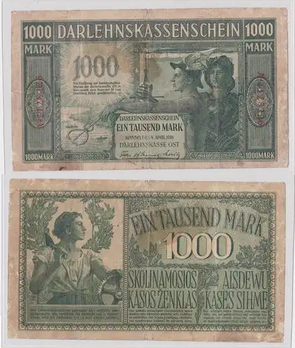 1000 Mark Darlehnskassenschein Kowno 4.4.1918 Rosenberg 471 b (165452)