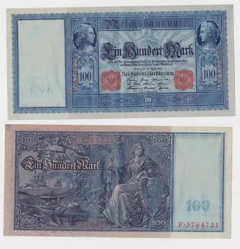100 Mark Banknote 21.4.1910 Deutschland Rosenberg 44b Flottenhunderter (165674)