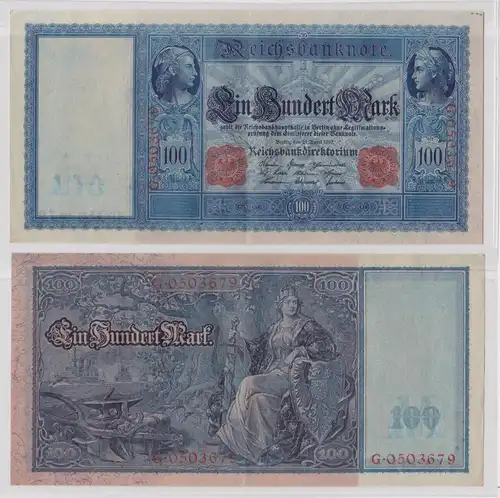100 Mark Banknote 21.4.1910 Deutschland Rosenberg 44b Flottenhunderter (165659)