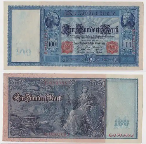 100 Mark Banknote 21.4.1910 Deutschland Rosenberg 44b Flottenhunderter (165694)