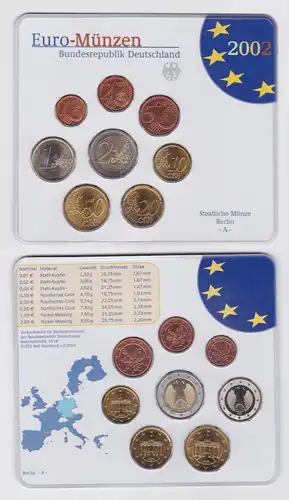 BRD KMS Kursmünzensatz Umlaufmünzenserie 2002 - A - Münze Berlin Stgl. (165260)