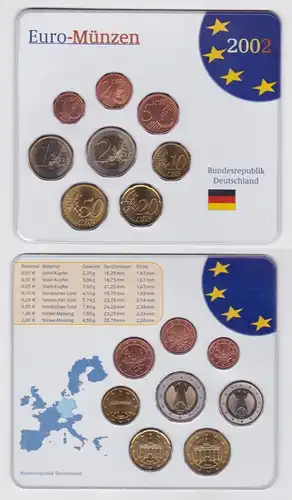 BRD KMS Kursmünzensatz Umlaufmünzenserie 2002 Euro-Münzen Stgl. (162145)