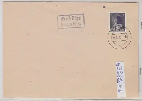 48001 Brief sächsische Schwärzung SBZ Bundesland Sachsen OPD Leipzig Penig 1945