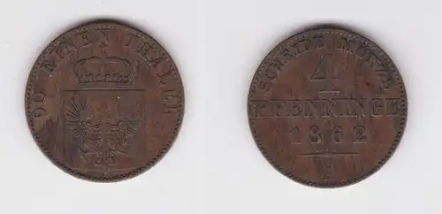 4 Pfennige Bronze Münze Preussen 1862 A ss (141058)