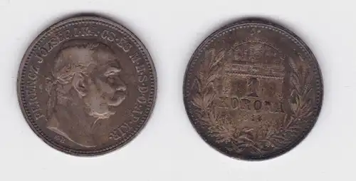 1 Krone Silber Münze Ungarn 1914 ss (165699)