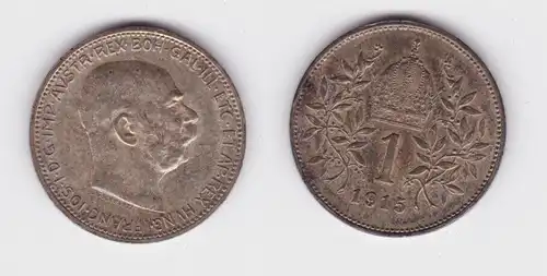 1 Krone Silber Münze Österreich 1915 ss (163300)