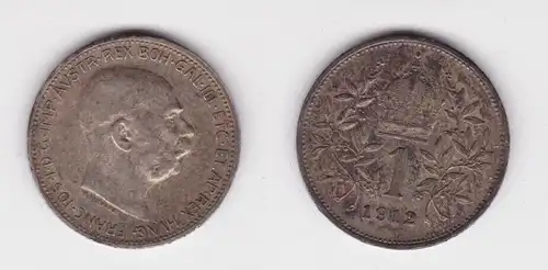 1 Krone Silber Münze Österreich 1912 vz (162951)