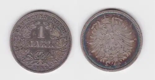 1 Mark Silber Münze Deutschland Kaiserreich 1881 J Jäger Nr.9 (165369)