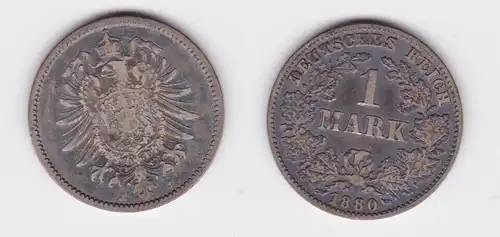 1 Mark Silber Münze Deutschland Kaiserreich 1880 J Jäger Nr.9 (165472)