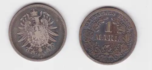 1 Mark Silber Münze Deutschland Kaiserreich 1880 F Jäger Nr.9 (165356)