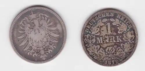 1 Mark Silber Münze Deutschland Kaiserreich 1878 A Jäger Nr.9 (160314)