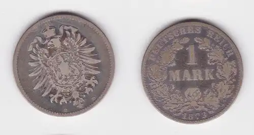 1 Mark Silber Münze Deutschland Kaiserreich 1873 D Jäger Nr.9 s+ (164237)