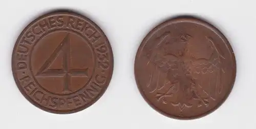 4 Pfennig Kupfer Münze Weimarer Republik 1932 A "Brüning Taler" f.vz (165217)