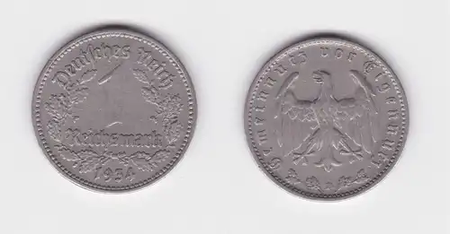 1 Mark Nickel Münze III.Reich 1934 D Jäger Nr. 354 (165615)