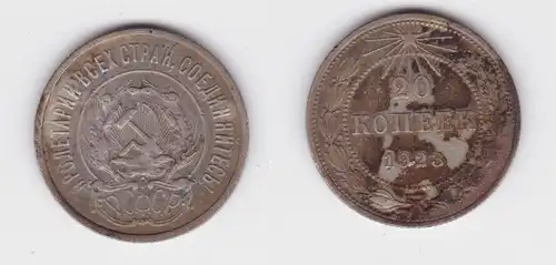20 Kopeken Silber Münze Russland 1923 ss (161157)