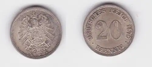 20 Pfennig Silber Münze Deutsches Reich 1876 A Jäger 5 f.Stempelglanz (163042)